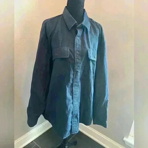 LL Bean Mens Blue Flannel Lined Hurricane Button Up Shirt Size XL- Reg